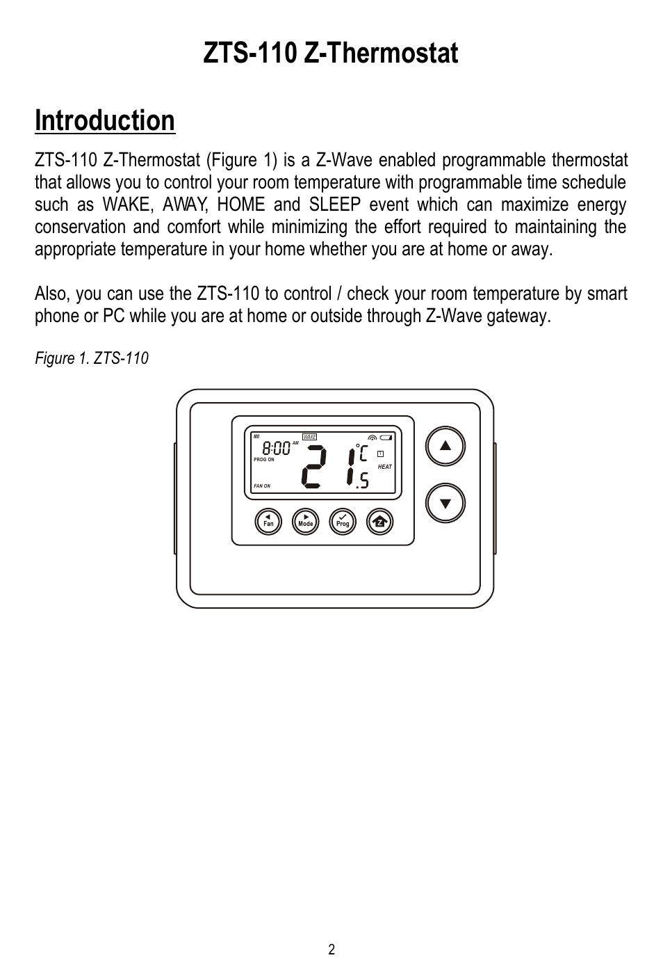 Zts-110 z-thermostat introduction, Figure 1. zts-110 | Remotec ZTS-110 V3.12 User Manual | Page 3 / 40