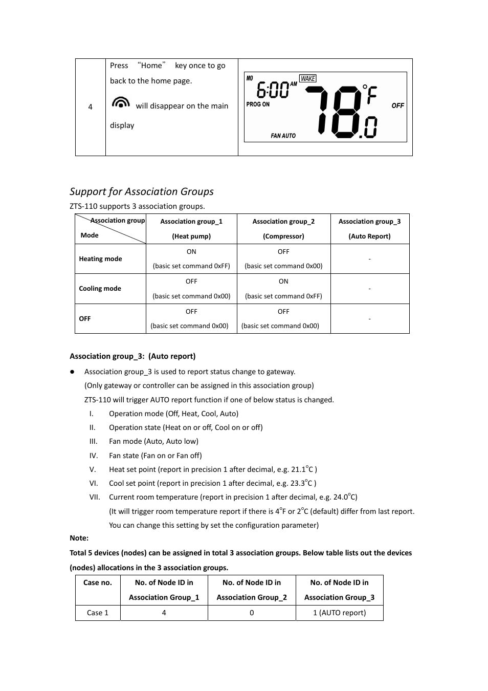 Support for association groups | Remotec ZTS-110 V3.14 User Manual | Page 33 / 42