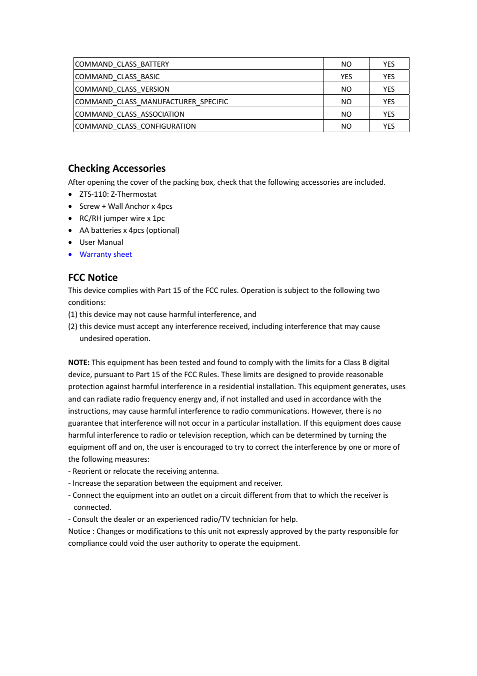 Checking accessories, Fcc notice | Remotec ZTS-110 V3.14 User Manual | Page 41 / 42