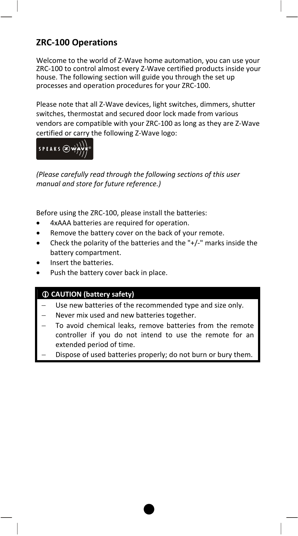 Zrc‐100 operations | Remotec ZRC-100 V1.53 User Manual | Page 6 / 61