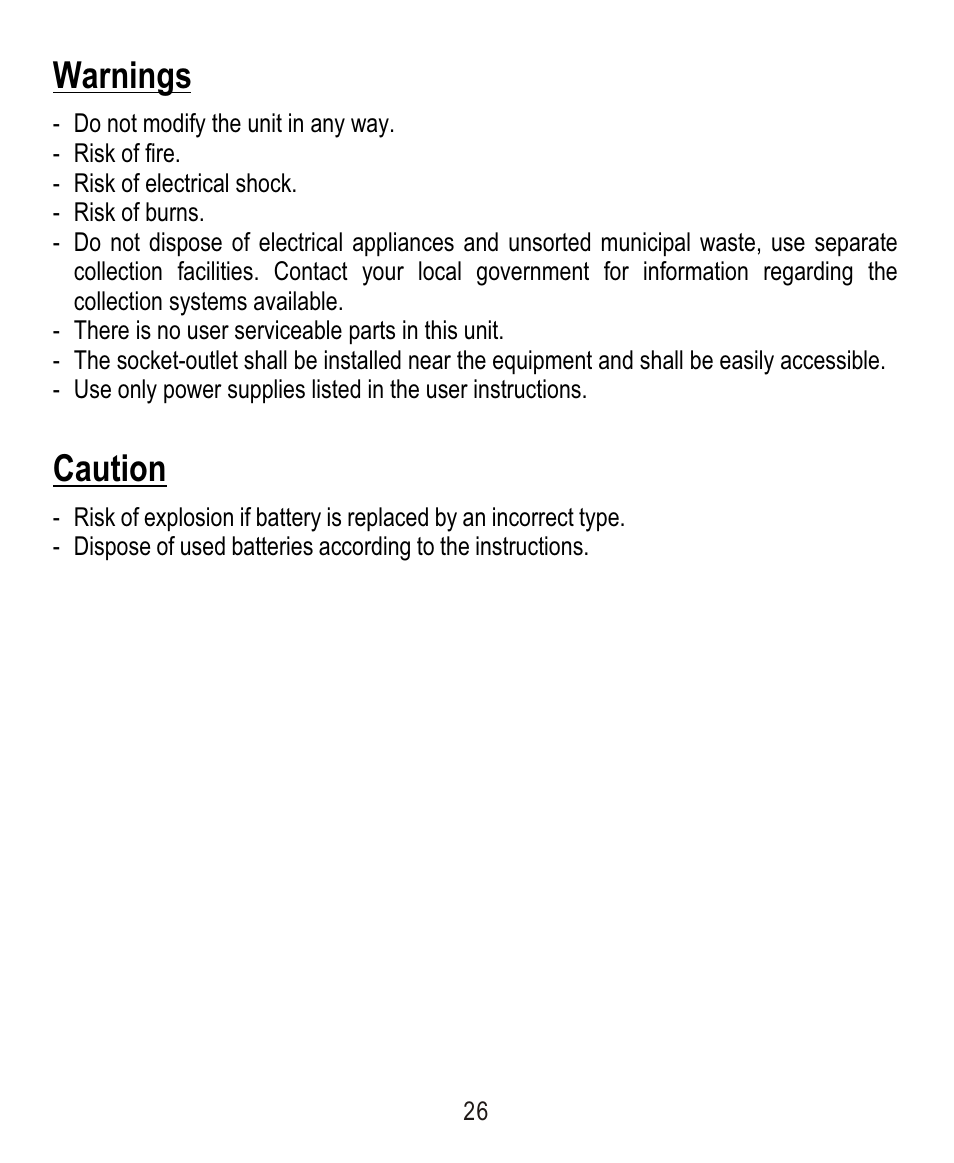 Warnings, Caution | Remotec ZXT-120 V1.6E User Manual | Page 27 / 28