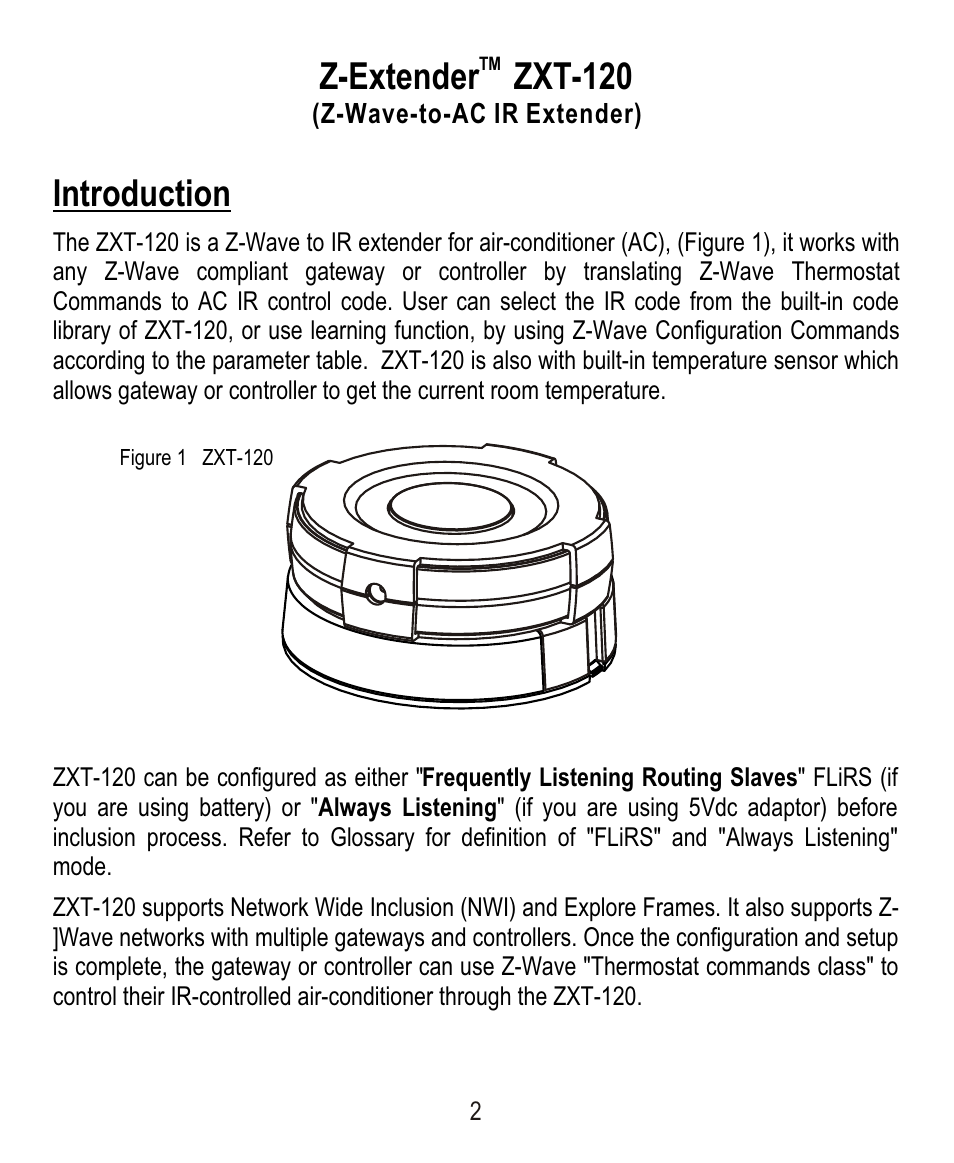 Z-extender zxt-120, Introduction | Remotec ZXT-120 V1.6E User Manual | Page 3 / 28