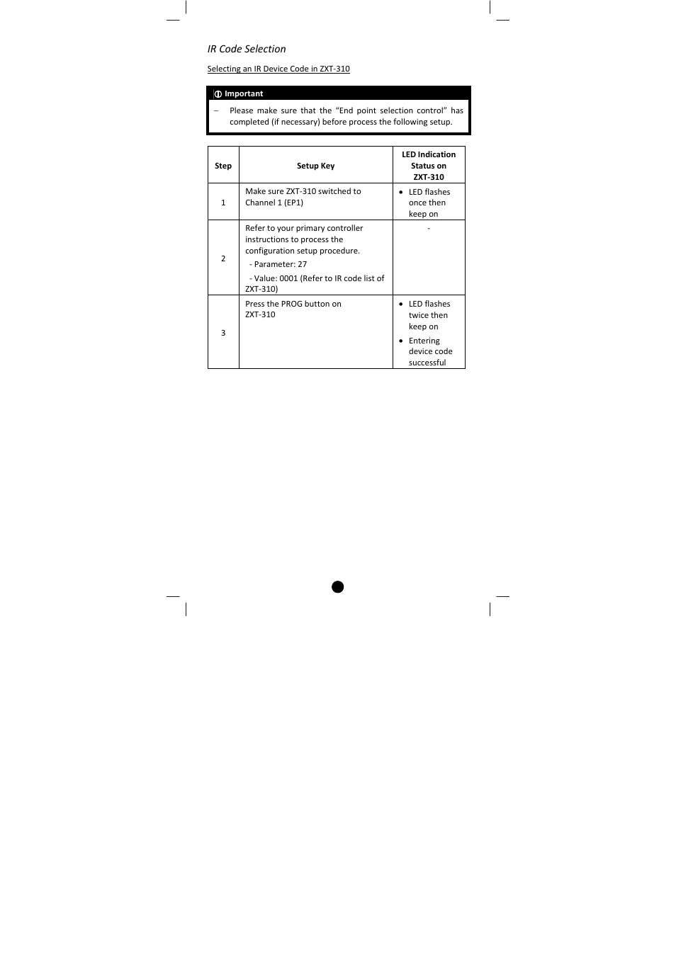 Ir code selection | Remotec ZXT-310 V1.2 User Manual | Page 10 / 27