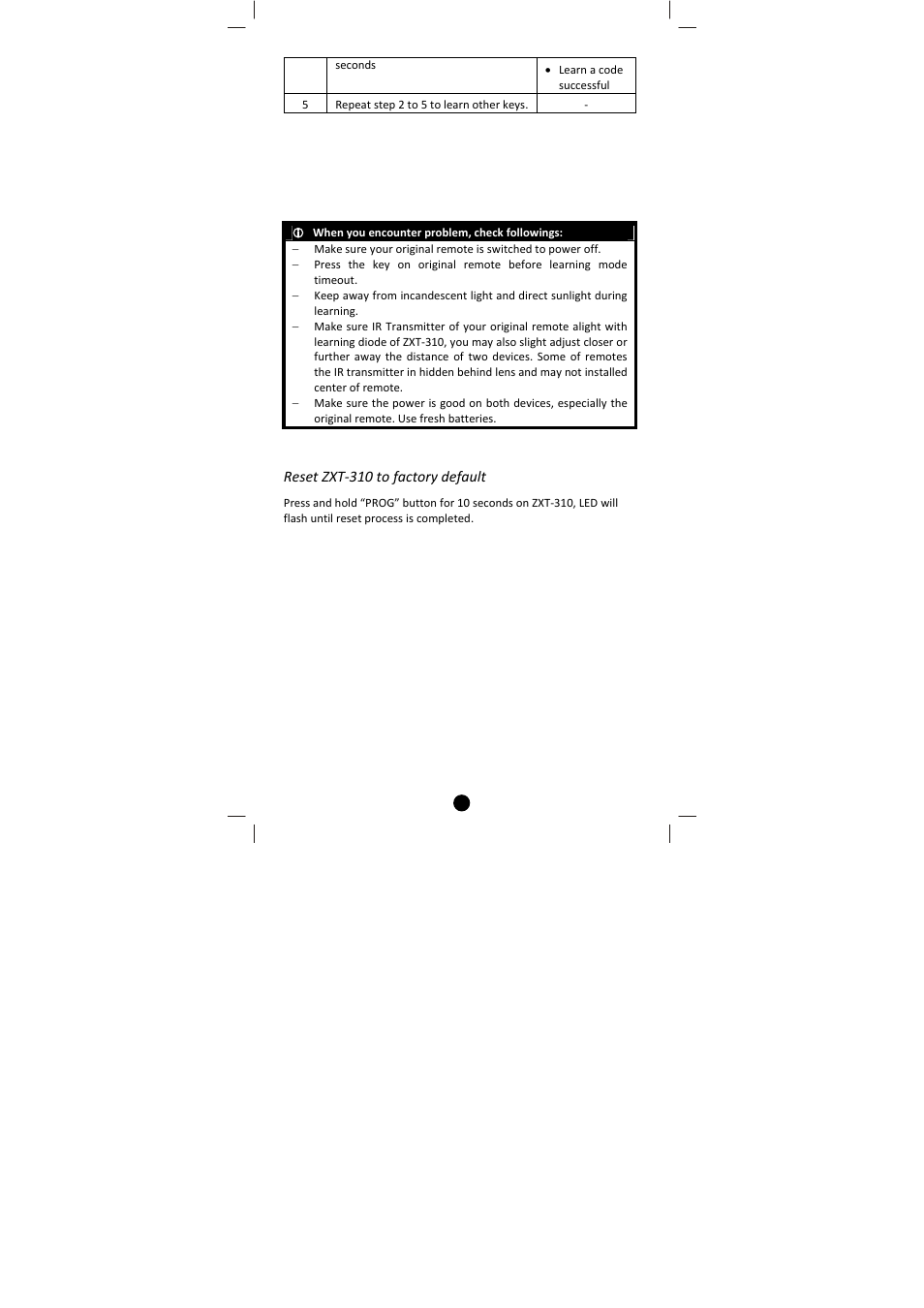 Reset zxt‐310 to factory default | Remotec ZXT-310 V1.2 User Manual | Page 14 / 27