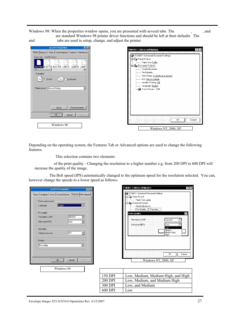 Features tab/advanced options | Rena Envelope Imager XT 3.0 User Manual | Page 27 / 56