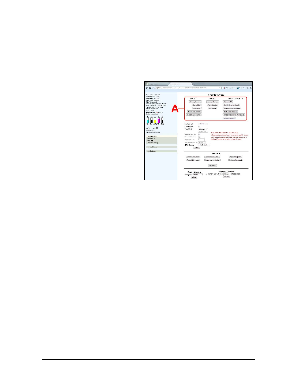 Menu options, User interface menu | Rena MACH X (Digital Color Label Printer) User Manual | Page 60 / 125