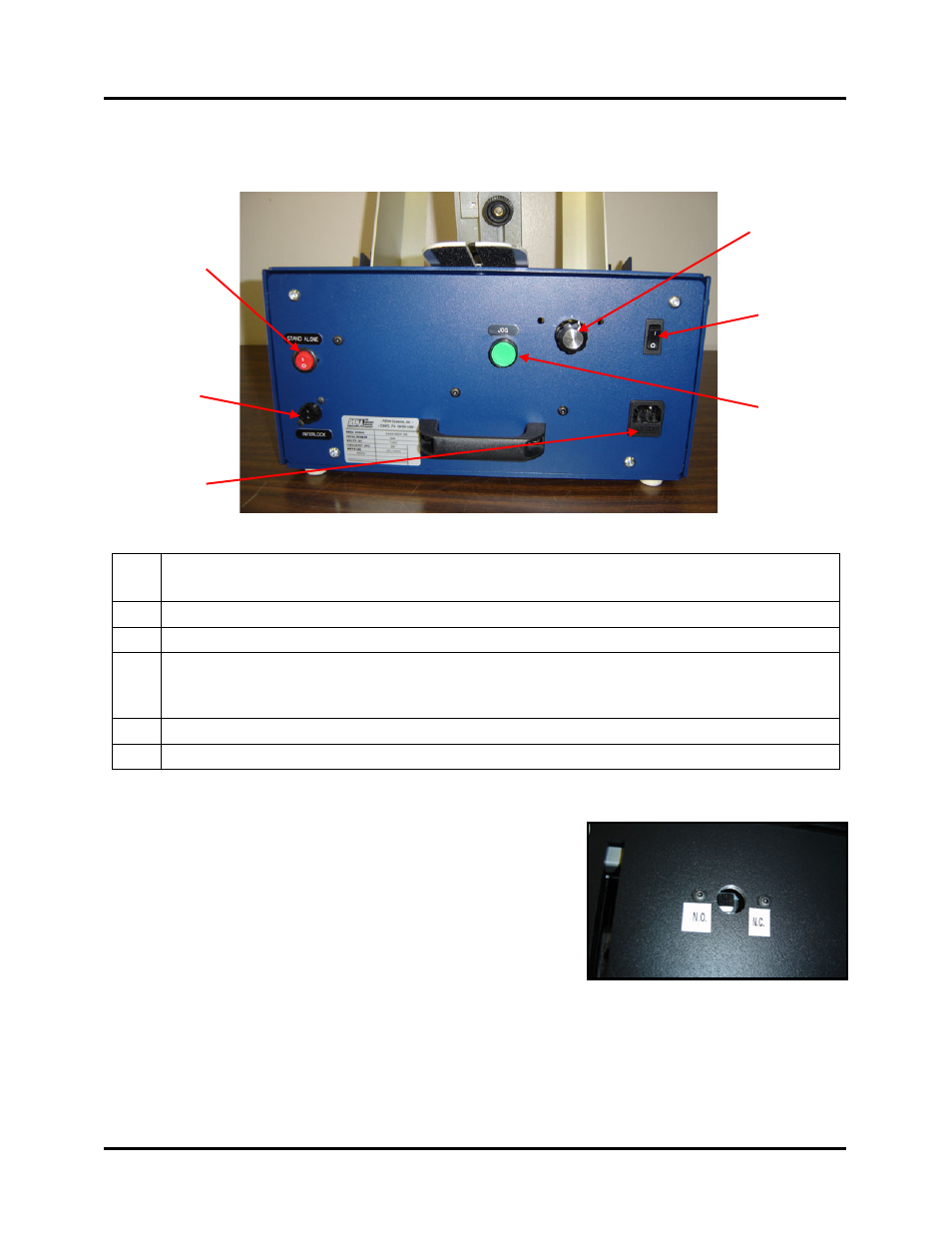 Power switch – used to power the feeder on/off, Interlock control switch, N.c.: closed input = run | N.o.: closed input = stop | Rena T-650 User Manual | Page 12 / 118