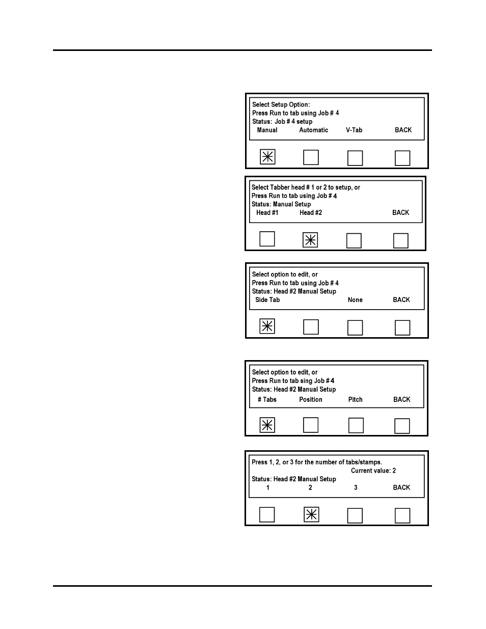 Lower the pressure roller release latch, Select manual from this screen | Rena T-650 User Manual | Page 78 / 118