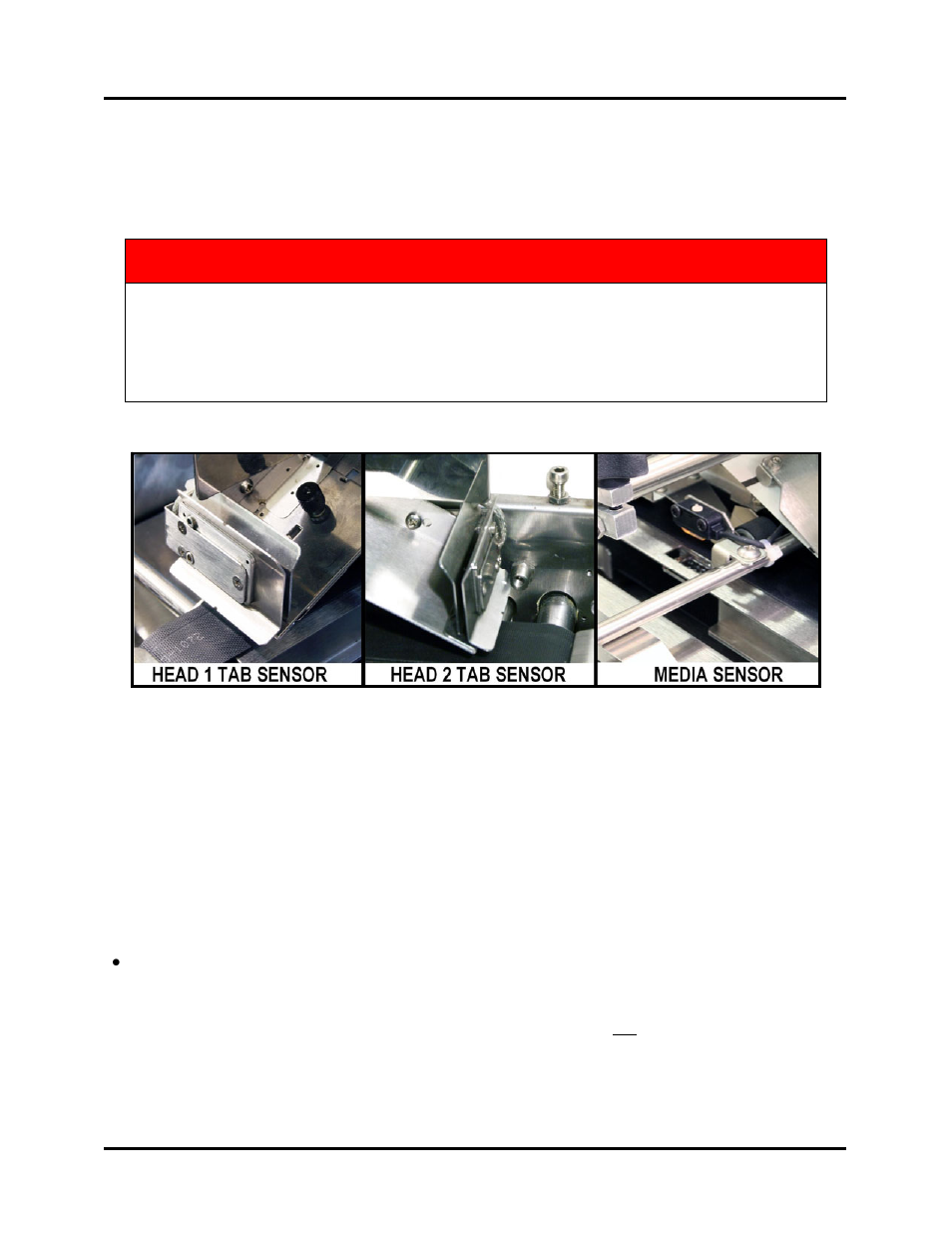 Sensors, Warning, The sensor locations are as follows | Orange led on = no paper (not interrupted), Tab sensor test, The tab sensor, see, Tab sensor, see | Rena T-650 User Manual | Page 97 / 118