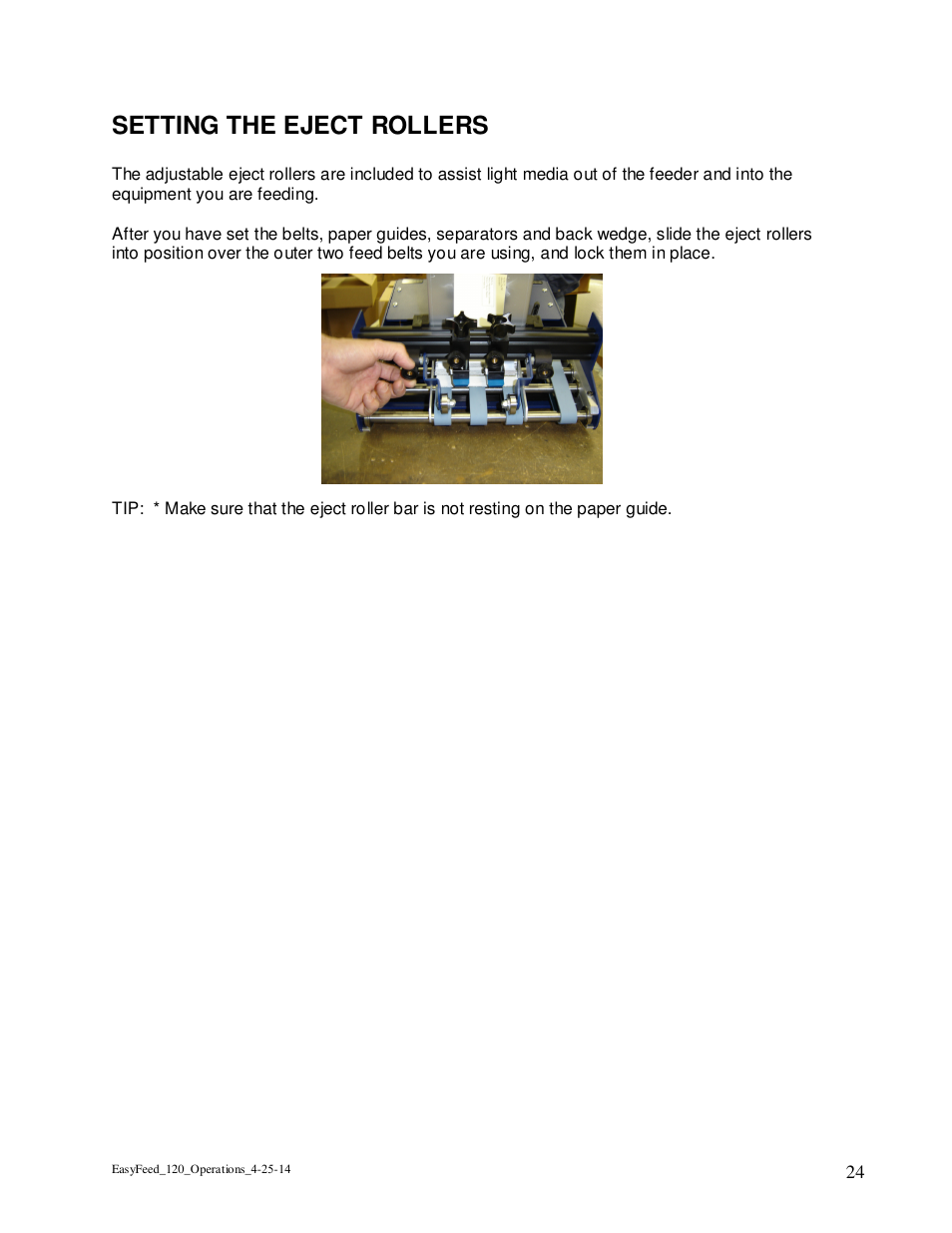 Setting the eject rollers | Rena EasyFeed 120 User Manual | Page 24 / 27