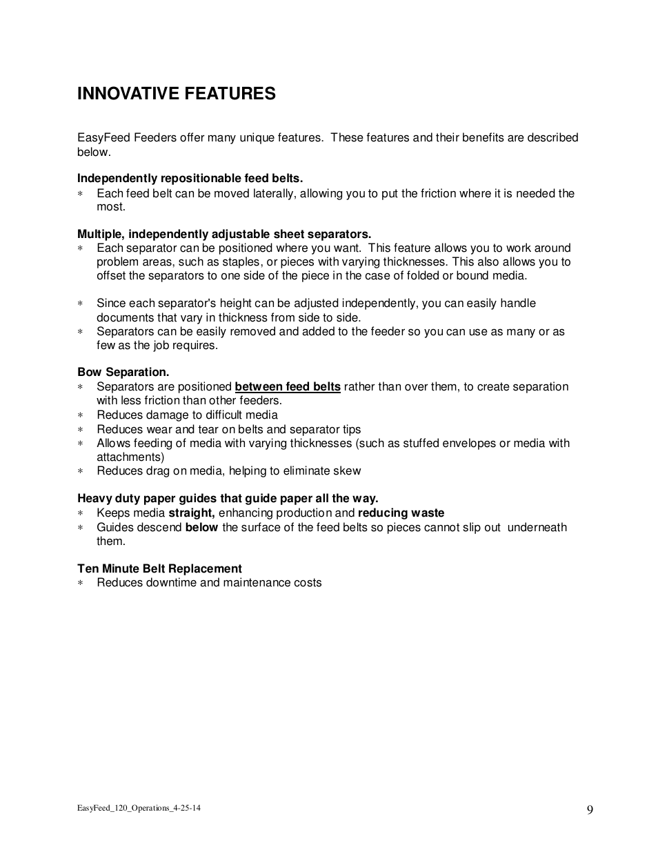 Innovative features | Rena EasyFeed 120 User Manual | Page 9 / 27