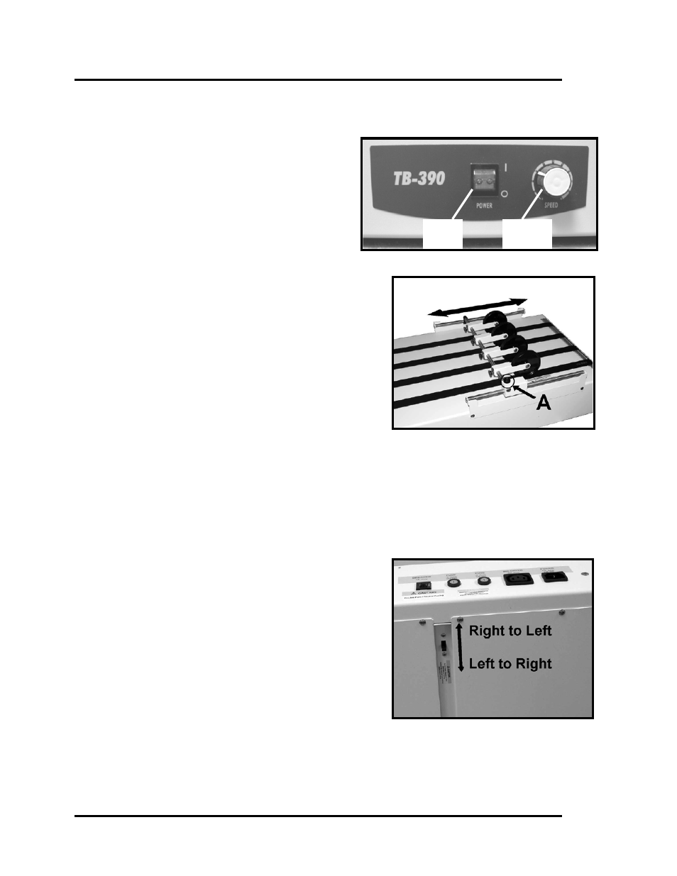 Operating the conveyor, Reverse operation | Rena TB-390 User Manual | Page 8 / 15