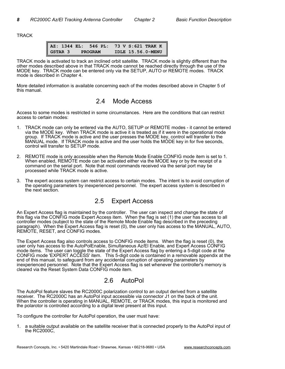 4mode access, 5expert access, 6autopol | Mode access, Expert access, Autopol, 4 mode access, 5 expert access, 6 autopol | Research Concepts RC2000C User Manual | Page 16 / 123