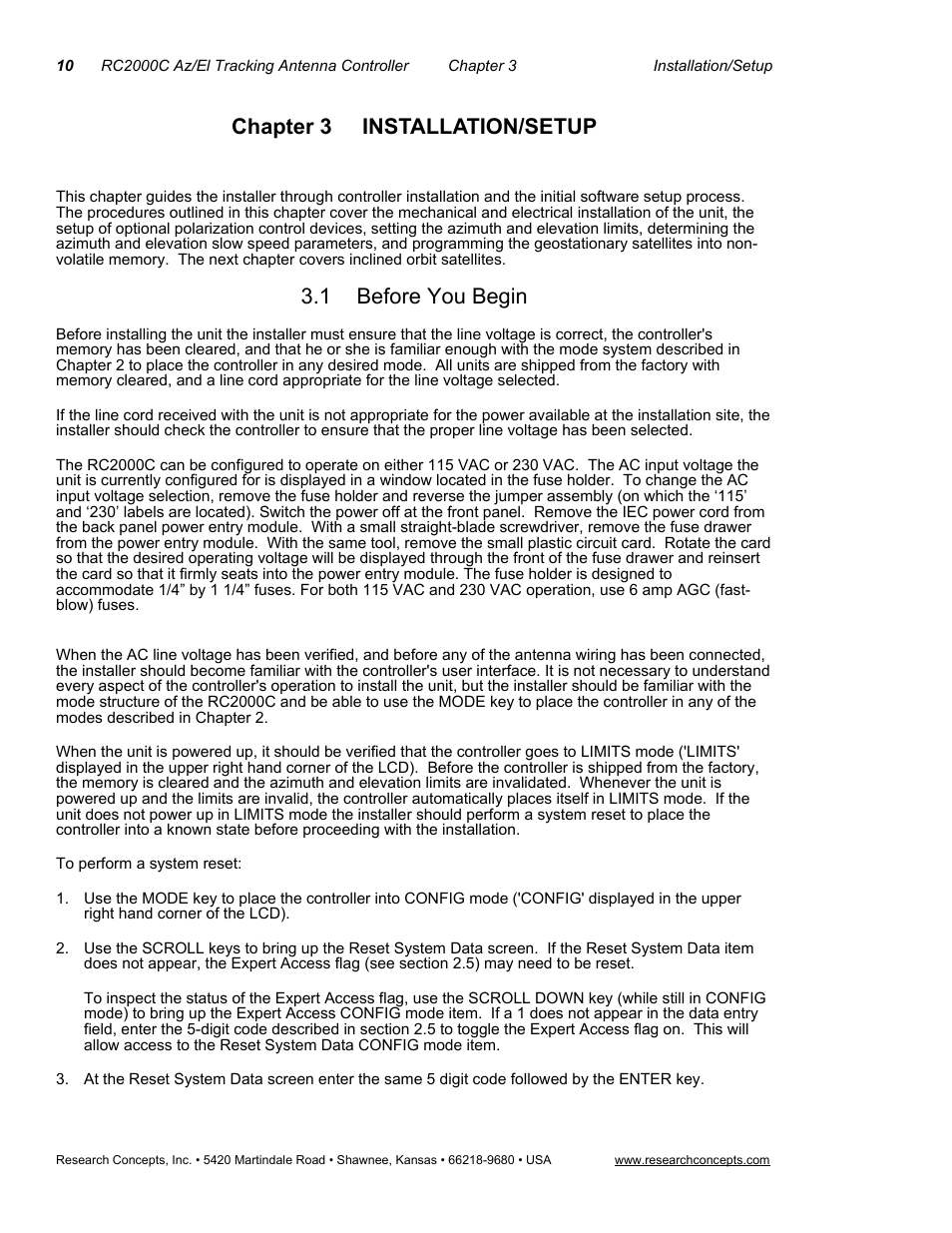 Chapter 3 installation/setup, 1before you begin, Before you begin | 1 before you begin | Research Concepts RC2000C User Manual | Page 18 / 123