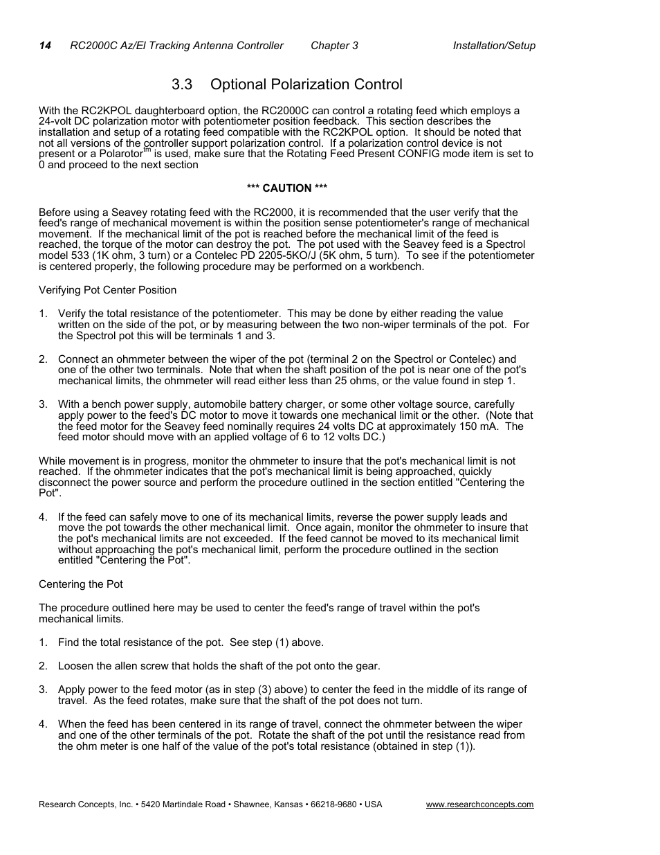 3optional polarization control, Verifying pot center position, Centering the pot | Optional polarization control, 3 optional polarization control | Research Concepts RC2000C User Manual | Page 22 / 123