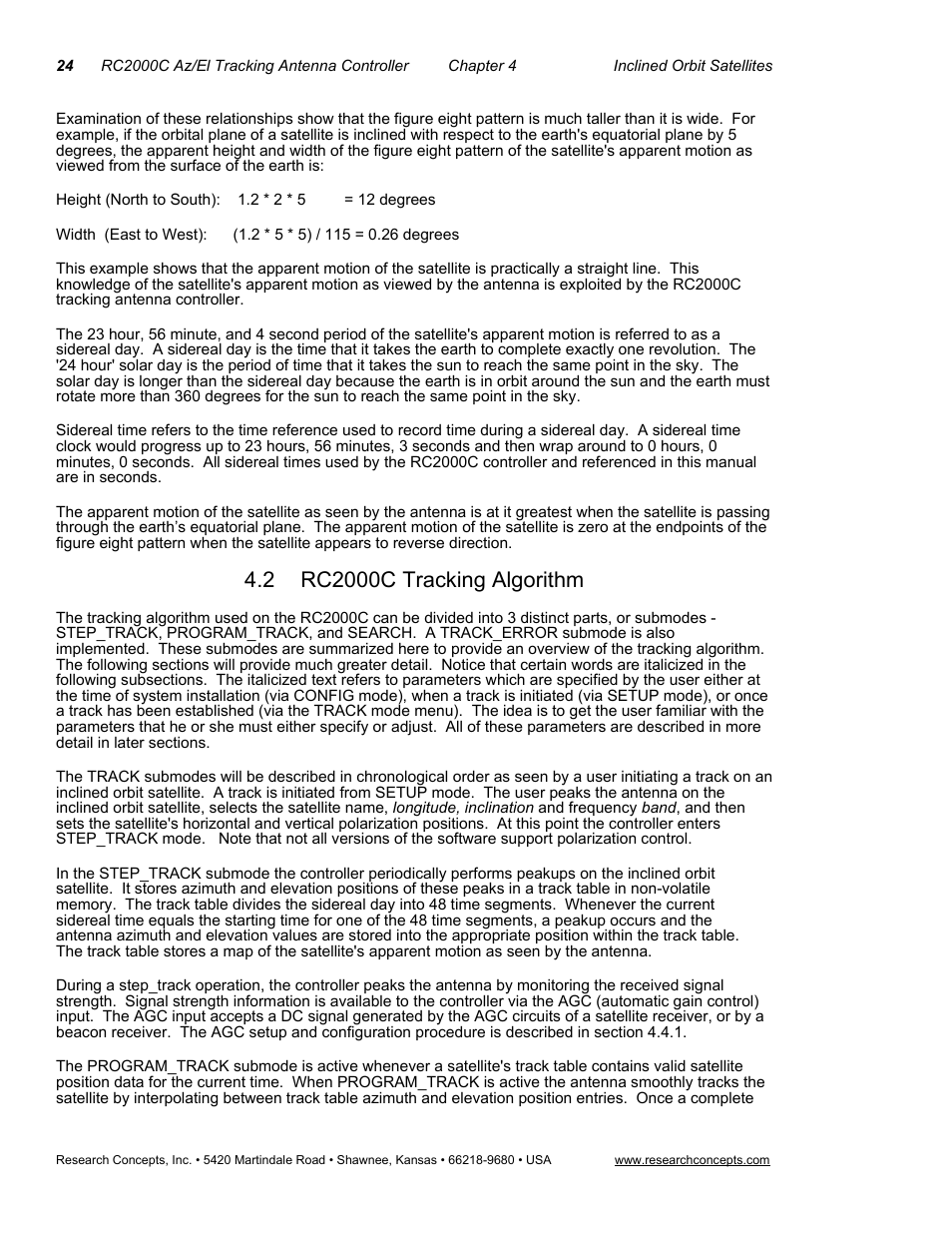 2rc2000c tracking algorithm, Rc2000c tracking algorithm | Research Concepts RC2000C User Manual | Page 32 / 123