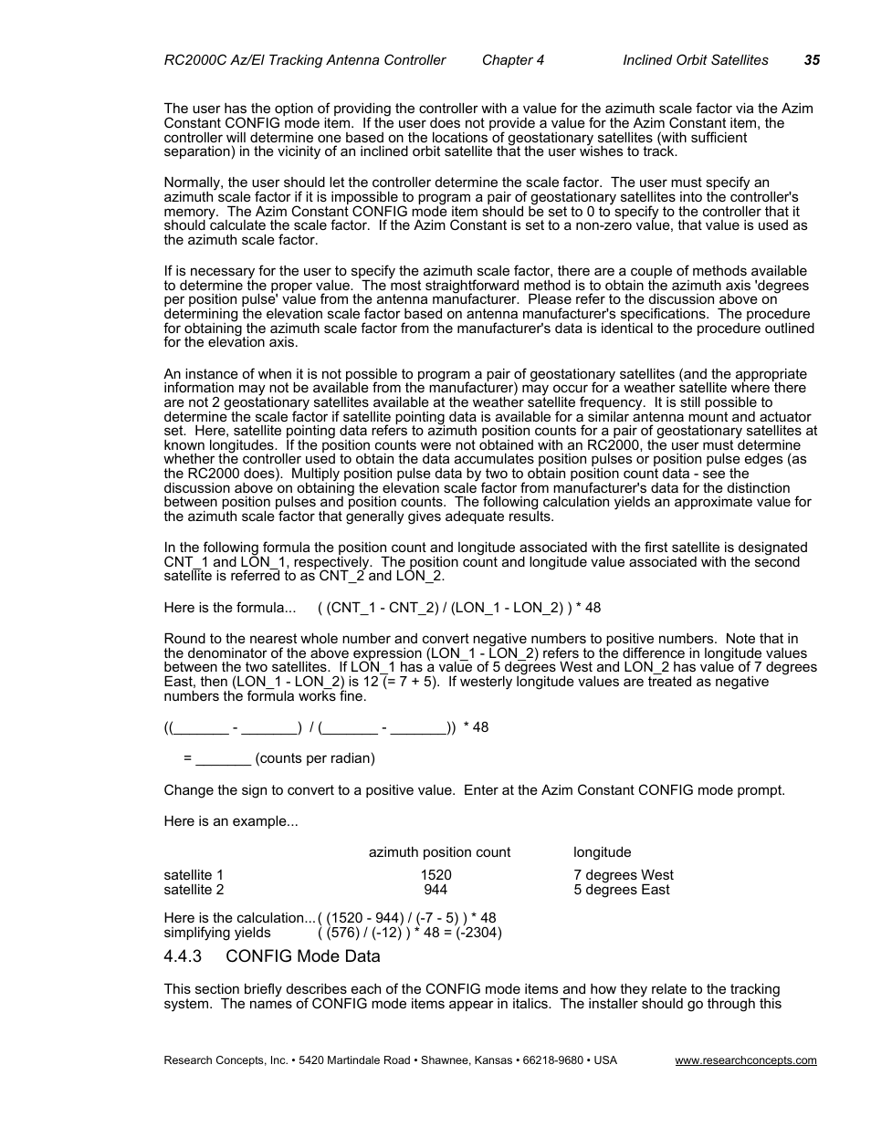 3 config mode data | Research Concepts RC2000C User Manual | Page 43 / 123