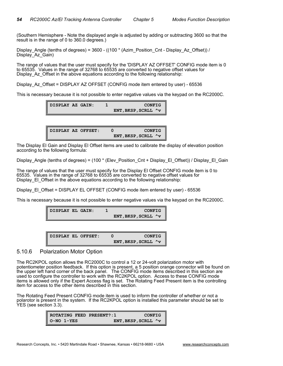 6 polarization motor option | Research Concepts RC2000C User Manual | Page 62 / 123