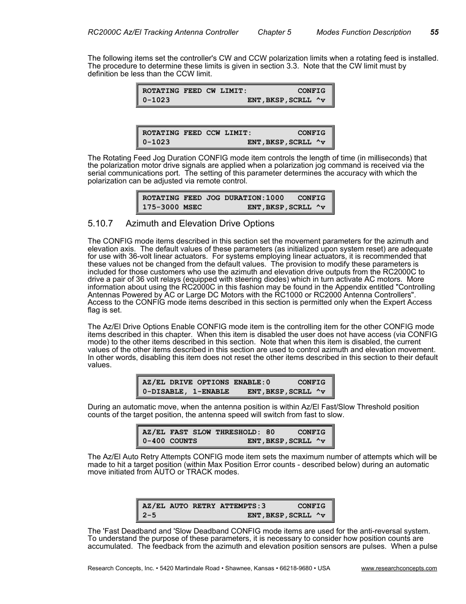 7 azimuth and elevation drive options | Research Concepts RC2000C User Manual | Page 63 / 123