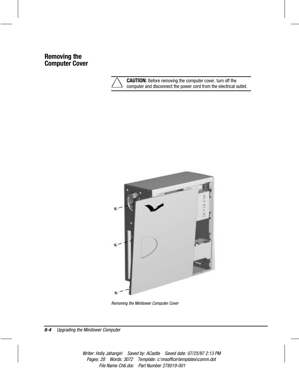Removing the computer cover | Compaq Deskpro 2000 Series User Manual | Page 104 / 192