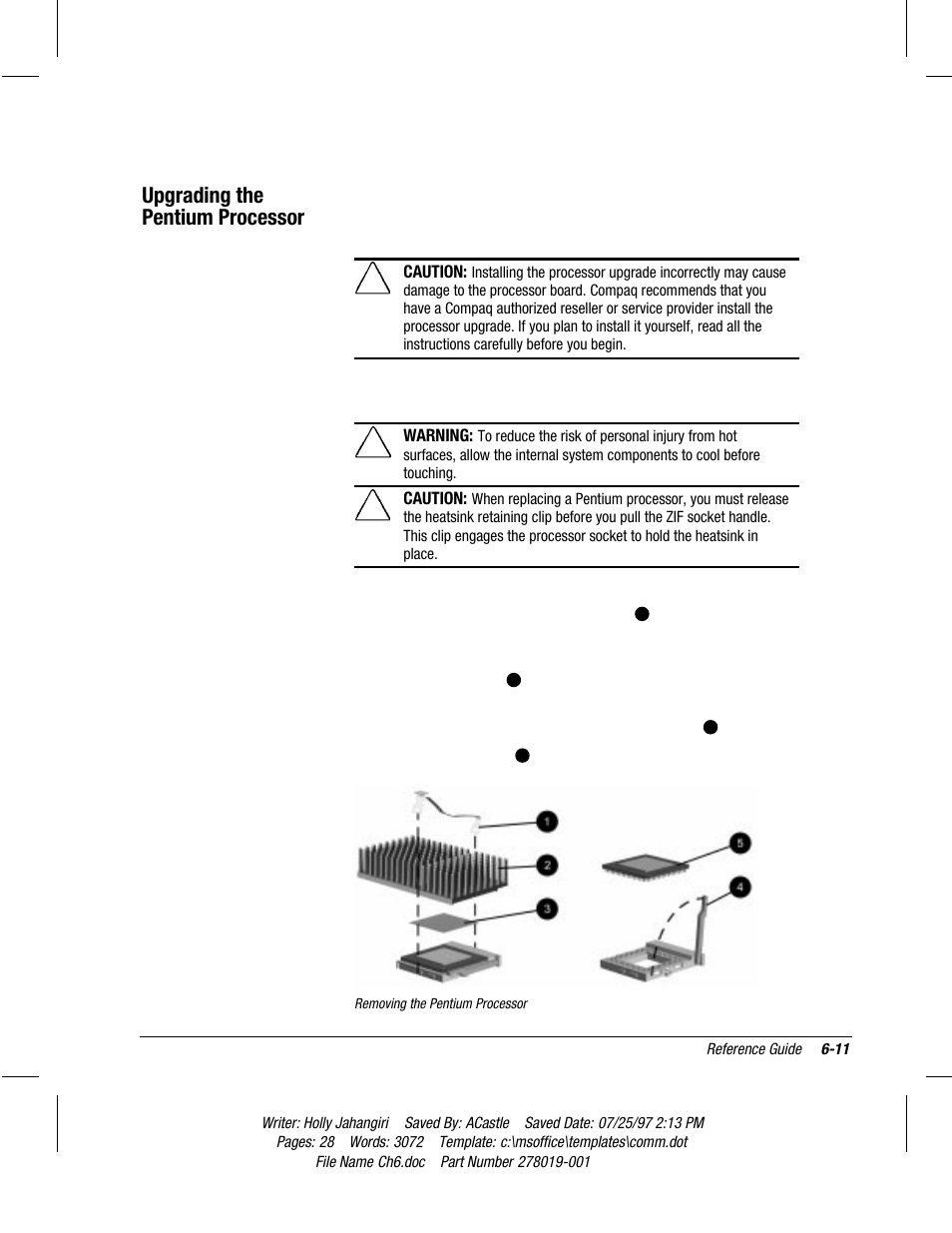 Upgrading the pentium processor | Compaq Deskpro 2000 Series User Manual | Page 111 / 192