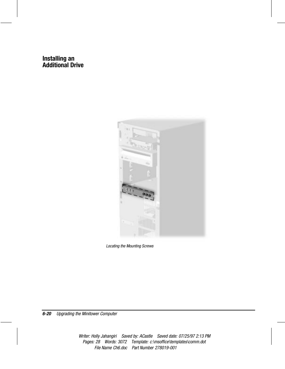 Installing an, Additional drive additional drive | Compaq Deskpro 2000 Series User Manual | Page 120 / 192