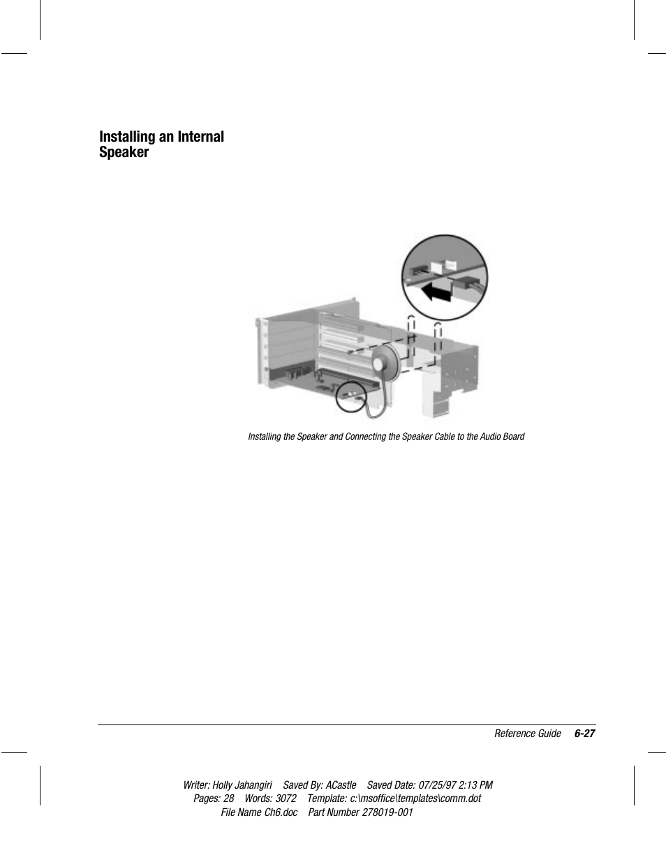 Installing an internal speaker | Compaq Deskpro 2000 Series User Manual | Page 127 / 192