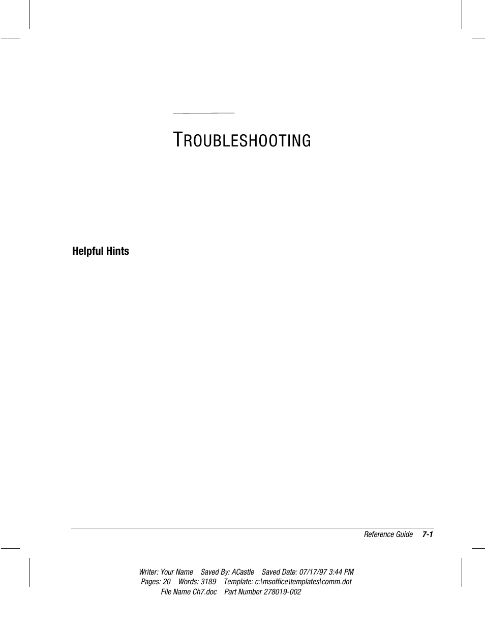 Troubleshooting, Helpful hints, Chapter | Roubleshooting | Compaq Deskpro 2000 Series User Manual | Page 129 / 192