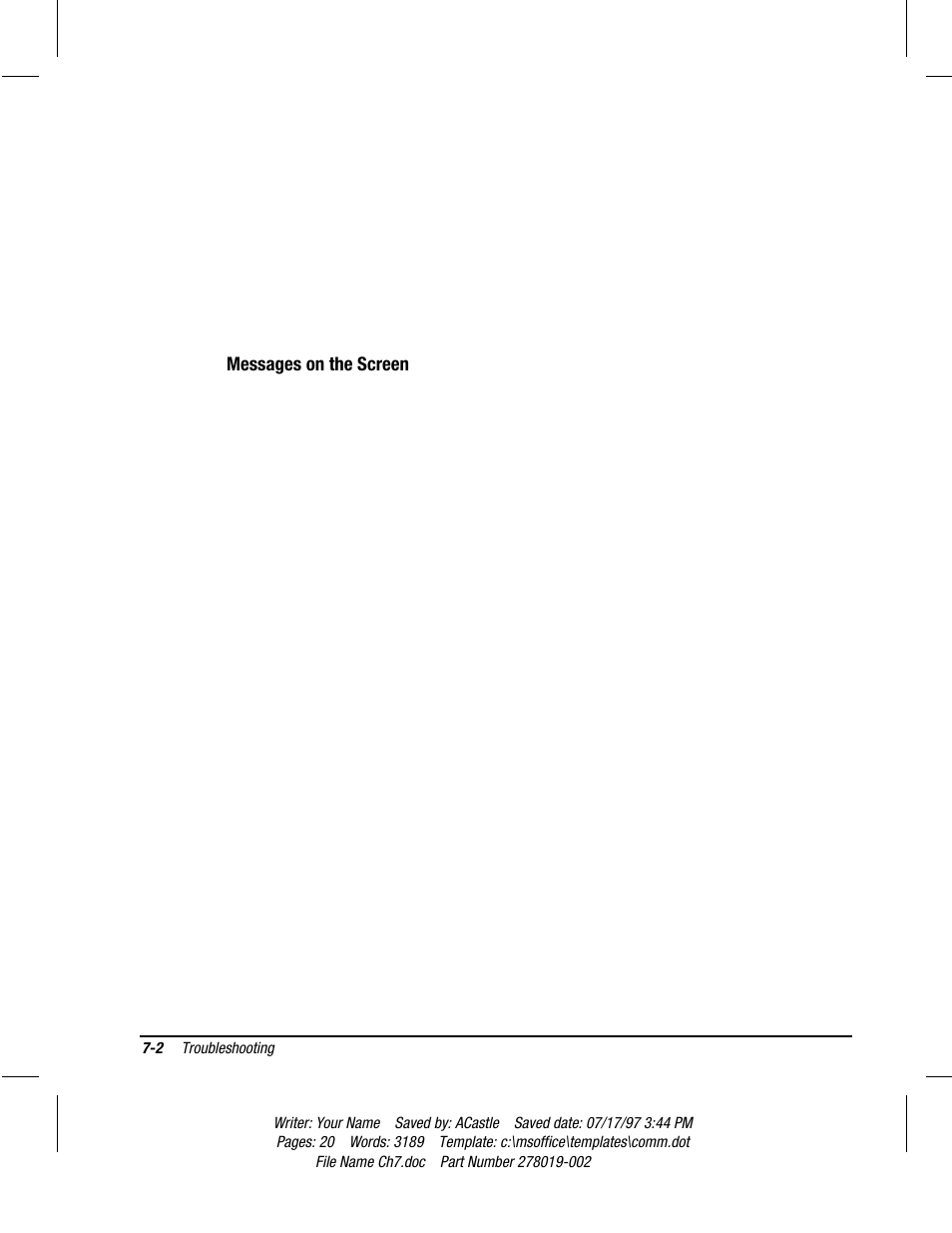 Messages on the screen | Compaq Deskpro 2000 Series User Manual | Page 130 / 192