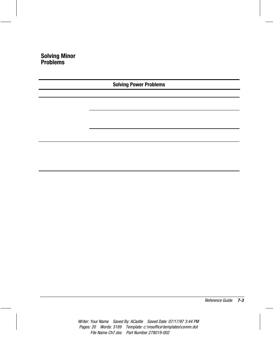 Solving minor problems, Power | Compaq Deskpro 2000 Series User Manual | Page 131 / 192