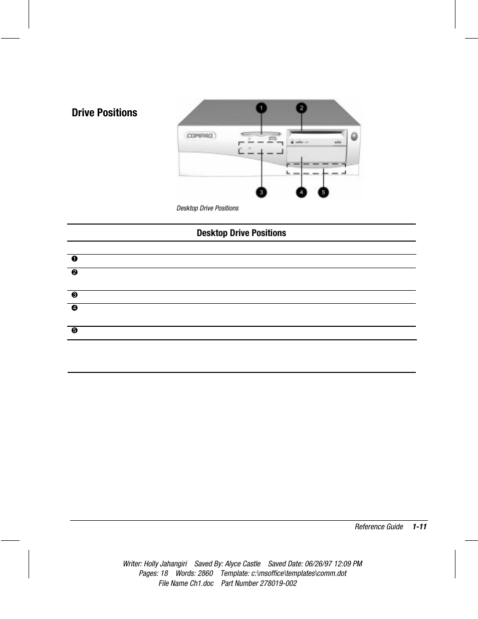 Drive positions | Compaq Deskpro 2000 Series User Manual | Page 17 / 192