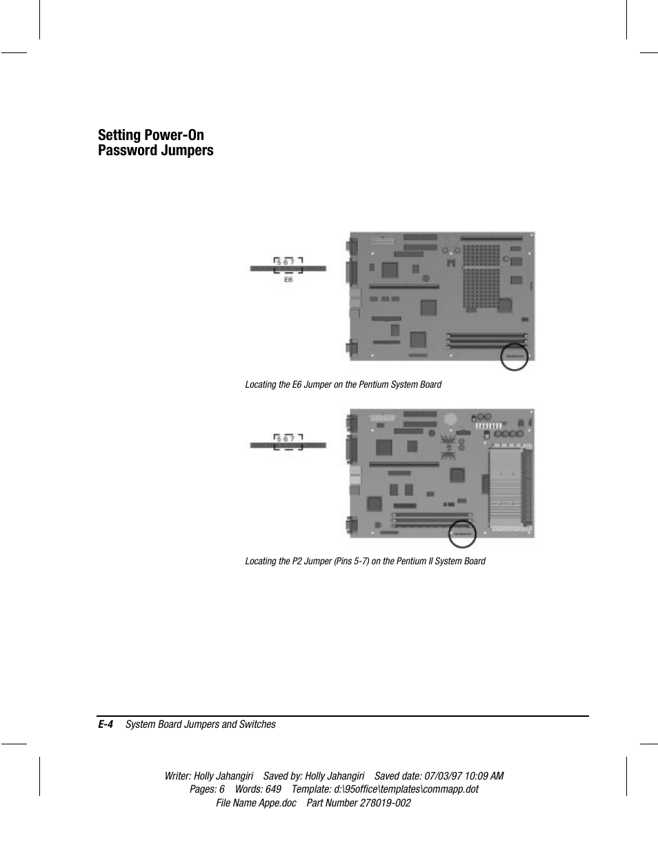 Setting power-on password jumpers | Compaq Deskpro 2000 Series User Manual | Page 180 / 192