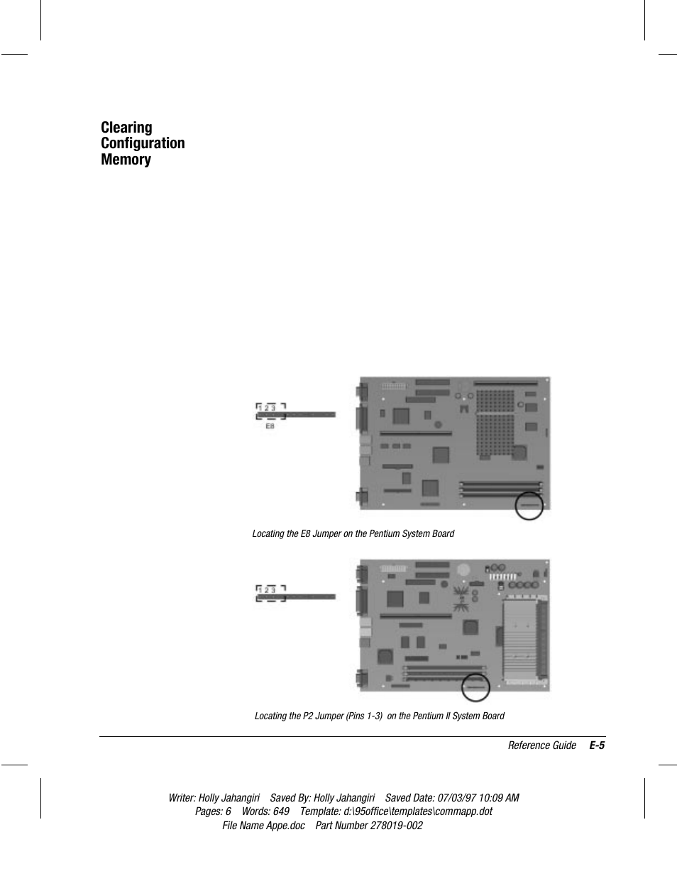Clearing configuration memory | Compaq Deskpro 2000 Series User Manual | Page 181 / 192