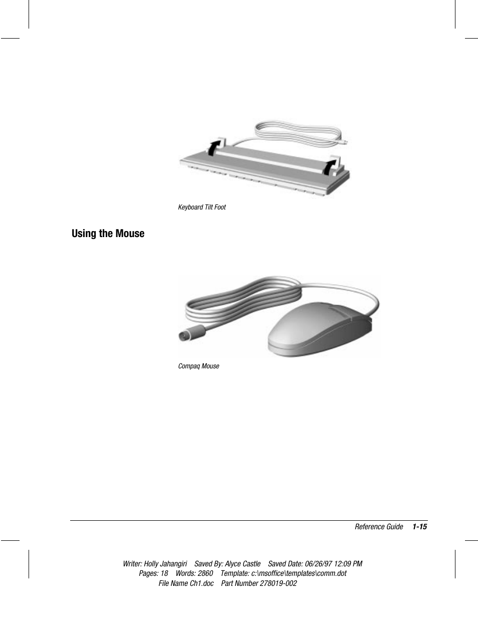 Using the mouse | Compaq Deskpro 2000 Series User Manual | Page 21 / 192