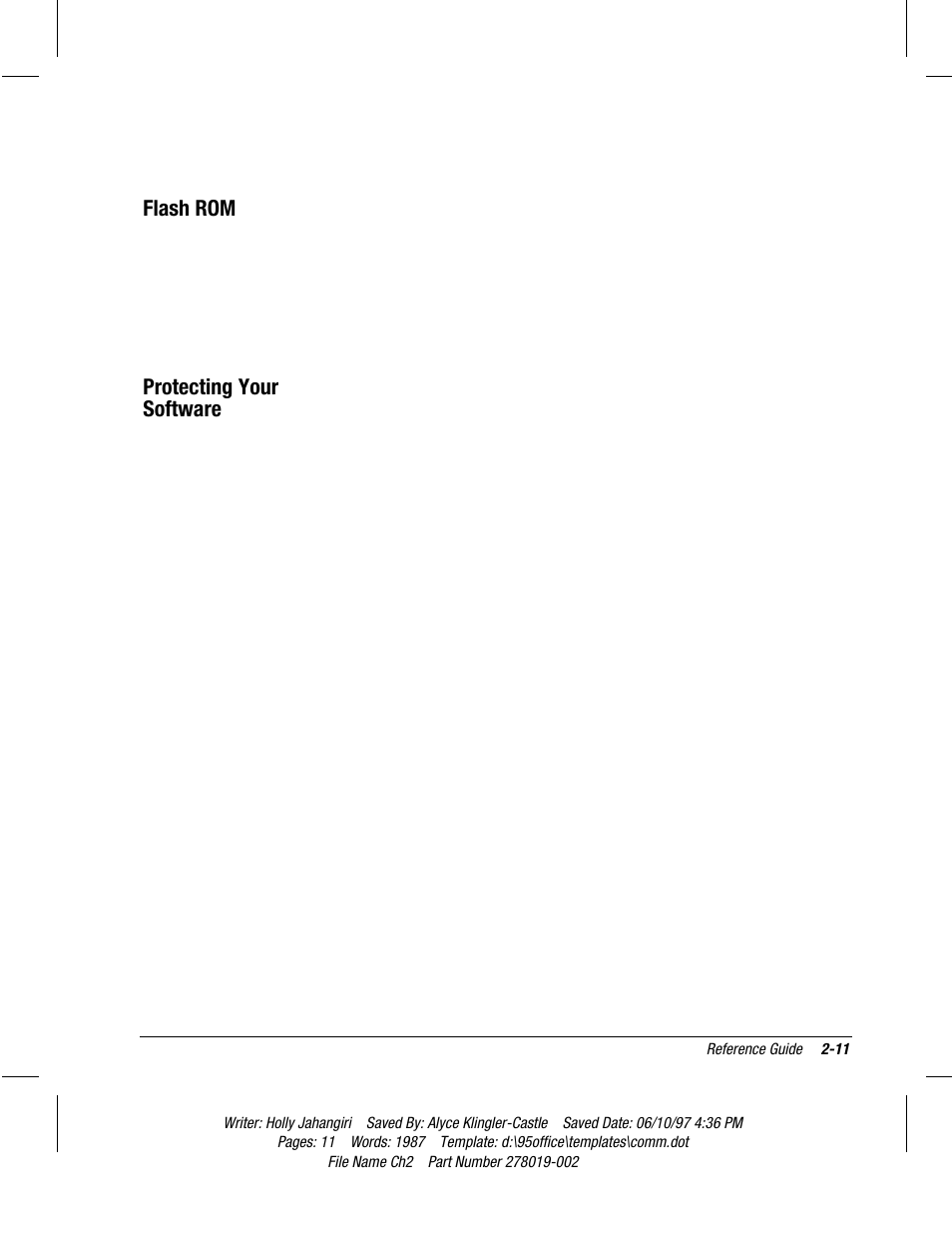Flash rom, Protecting your software | Compaq Deskpro 2000 Series User Manual | Page 35 / 192