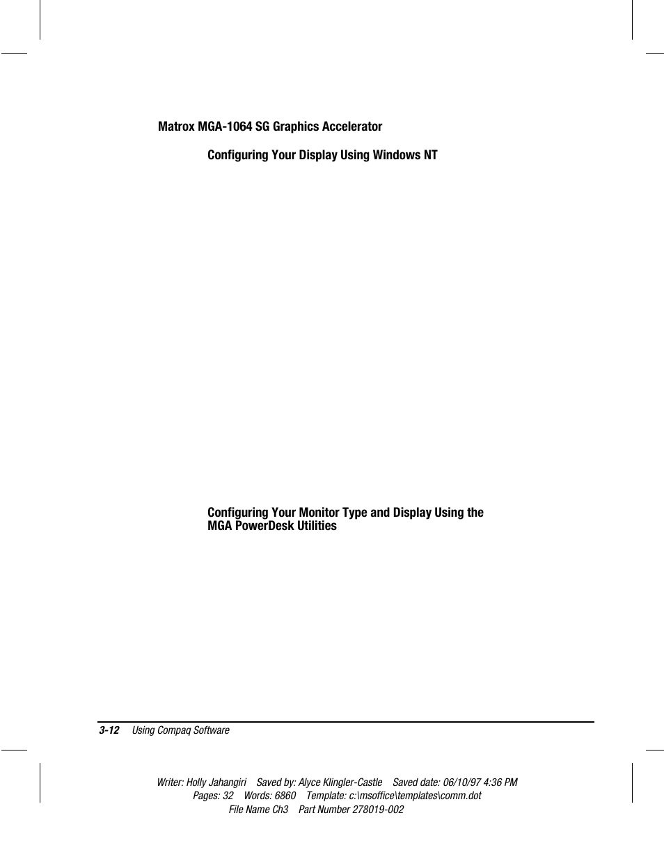 Matrox mga-1064 sg graphics accelerator, Configuring your display using windows nt | Compaq Deskpro 2000 Series User Manual | Page 47 / 192