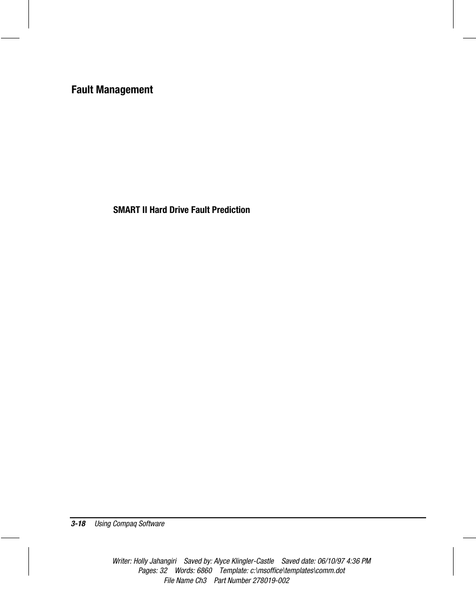 Fault management, Smart ii hard drive fault prediction | Compaq Deskpro 2000 Series User Manual | Page 53 / 192