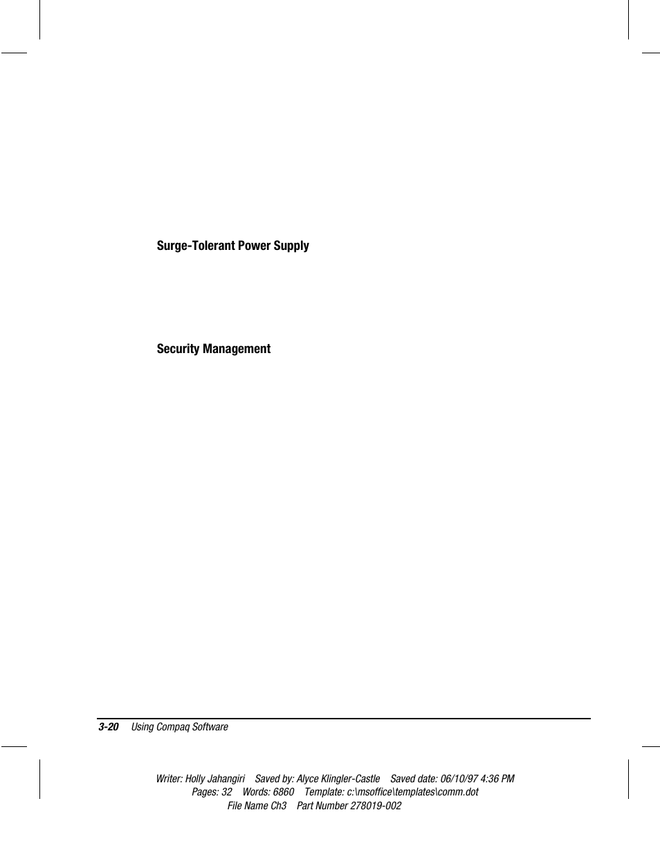 Surge-tolerant power supply, Security management | Compaq Deskpro 2000 Series User Manual | Page 55 / 192
