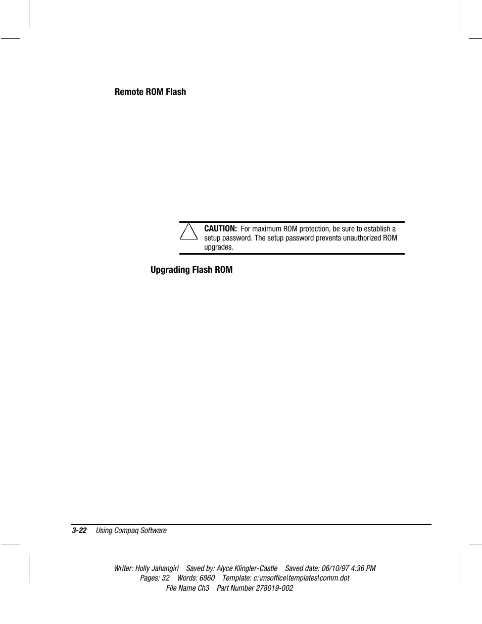 Remote rom flash, Upgrading flash rom | Compaq Deskpro 2000 Series User Manual | Page 57 / 192