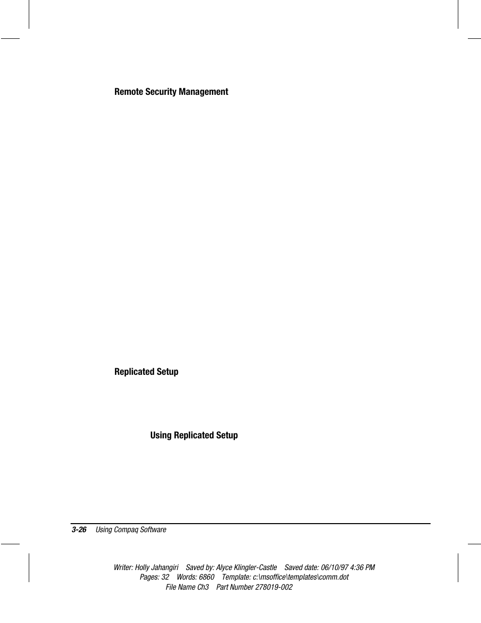 Remote security management, Replicated setup, Using replicated setup | Compaq Deskpro 2000 Series User Manual | Page 61 / 192