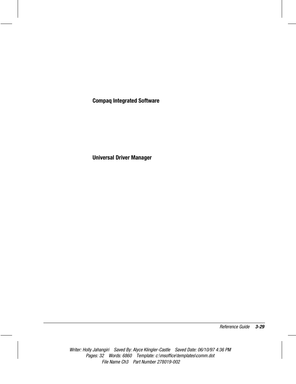 Compaq integrated software, Universal driver manager | Compaq Deskpro 2000 Series User Manual | Page 64 / 192