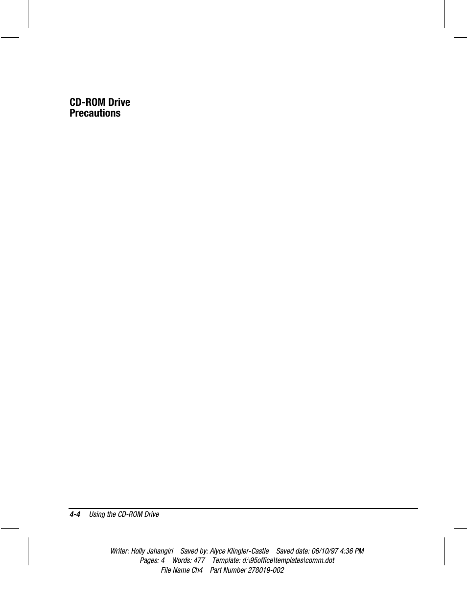 Cd-rom drive precautions | Compaq Deskpro 2000 Series User Manual | Page 71 / 192