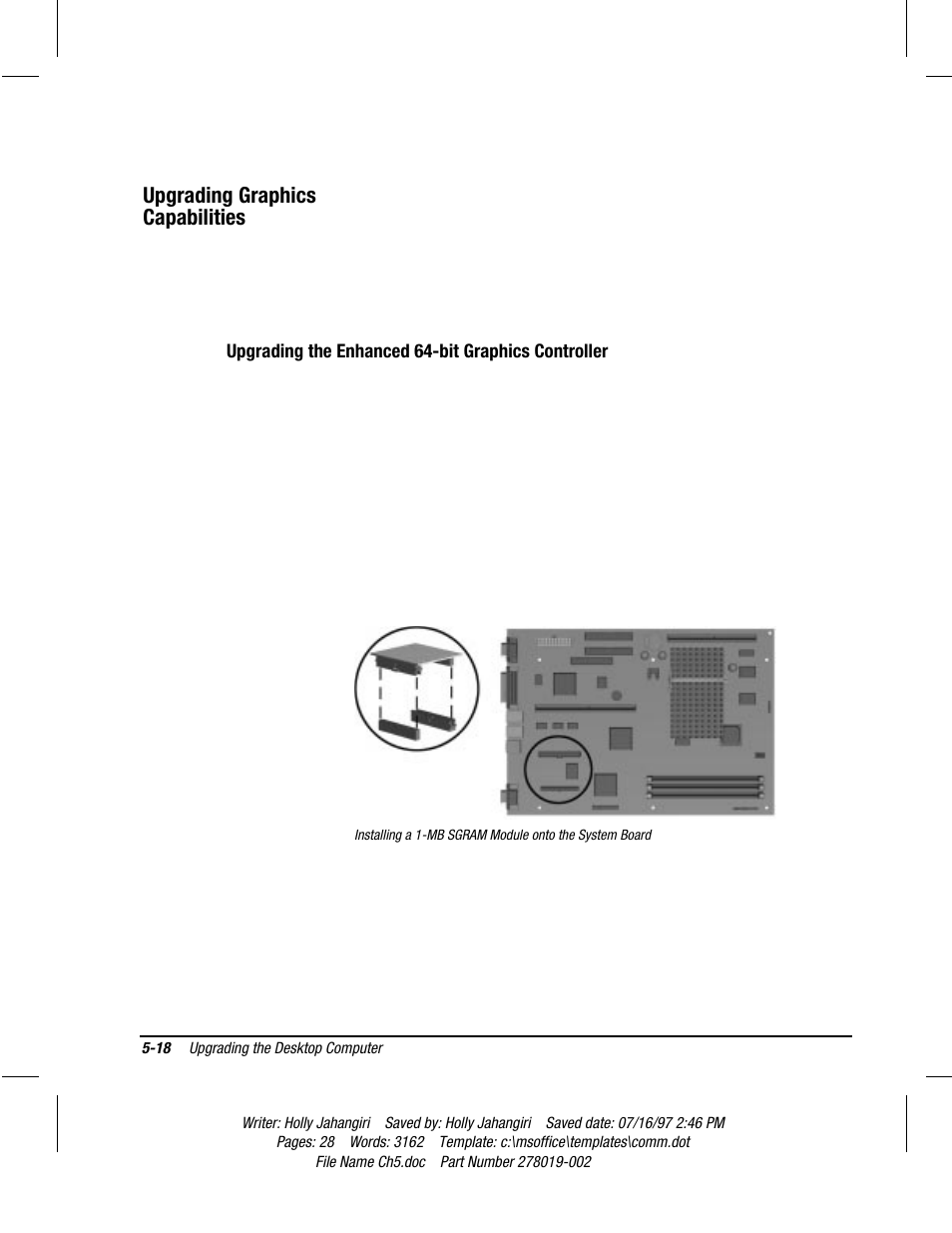 Upgrading graphics capabilities, Upgrading the enhanced 64-bit graphics controller | Compaq Deskpro 2000 Series User Manual | Page 89 / 192