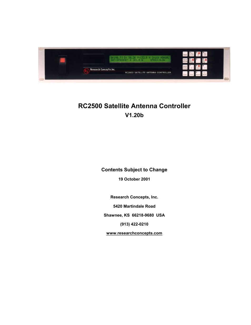 Research Concepts RC2500 User Manual | 181 pages