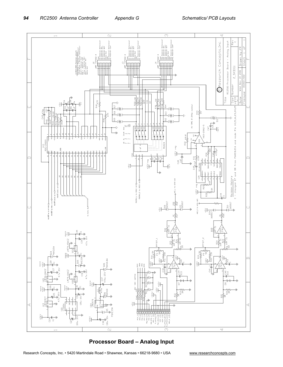 Processor board - analog input | Research Concepts RC2500 User Manual | Page 101 / 181