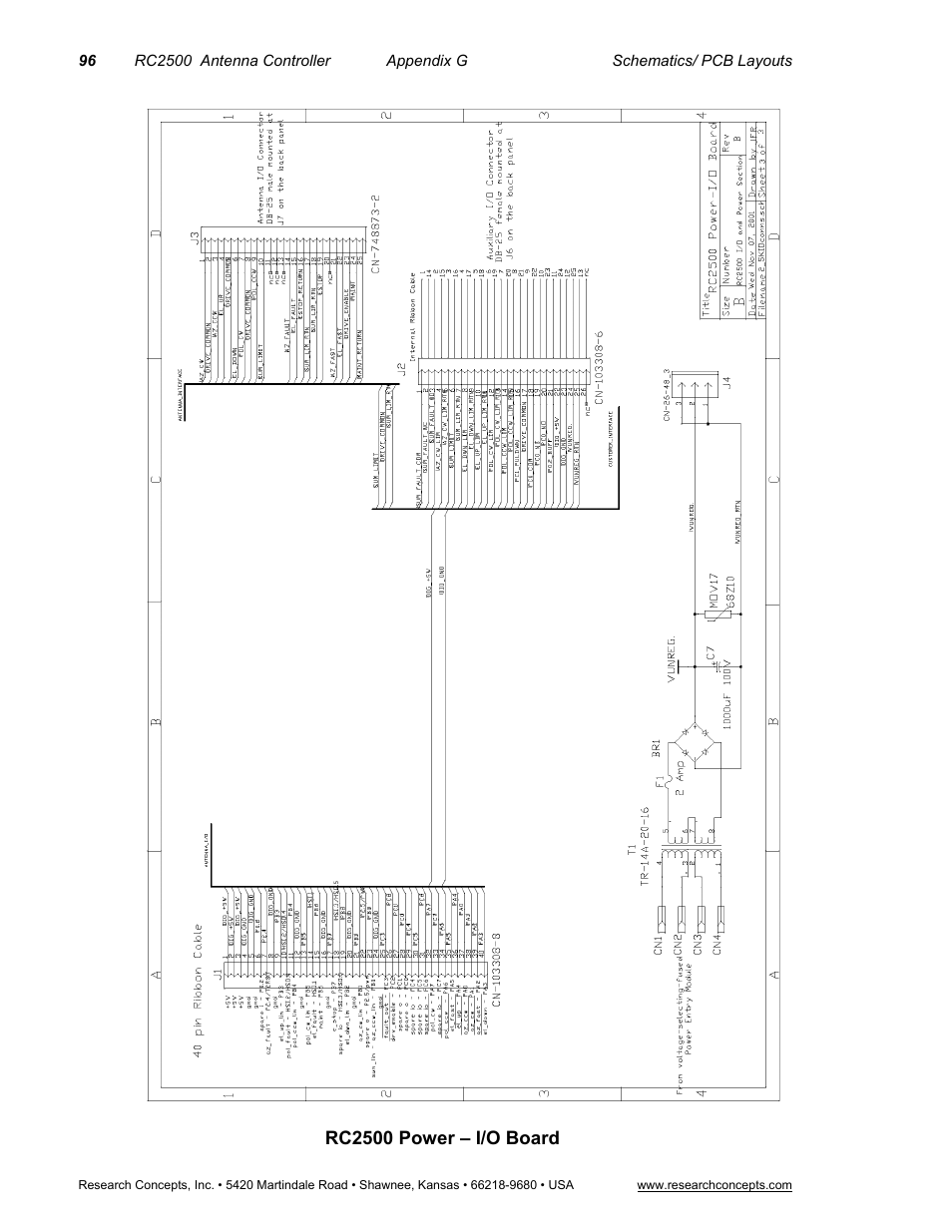 Rc2500 power - i/o board | Research Concepts RC2500 User Manual | Page 103 / 181