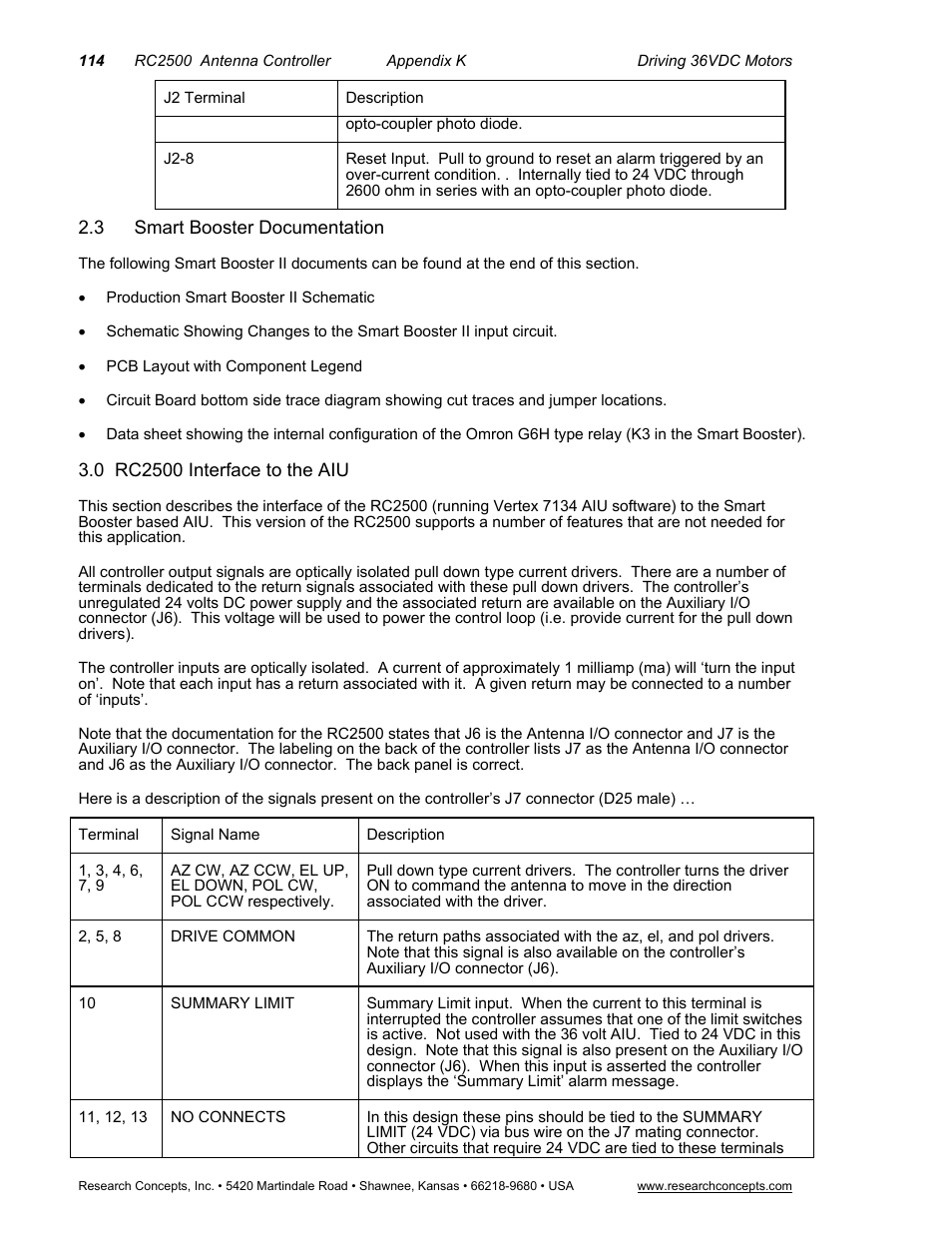 3 smart booster documentation, 0 rc2500 interface to the aiu | Research Concepts RC2500 User Manual | Page 121 / 181