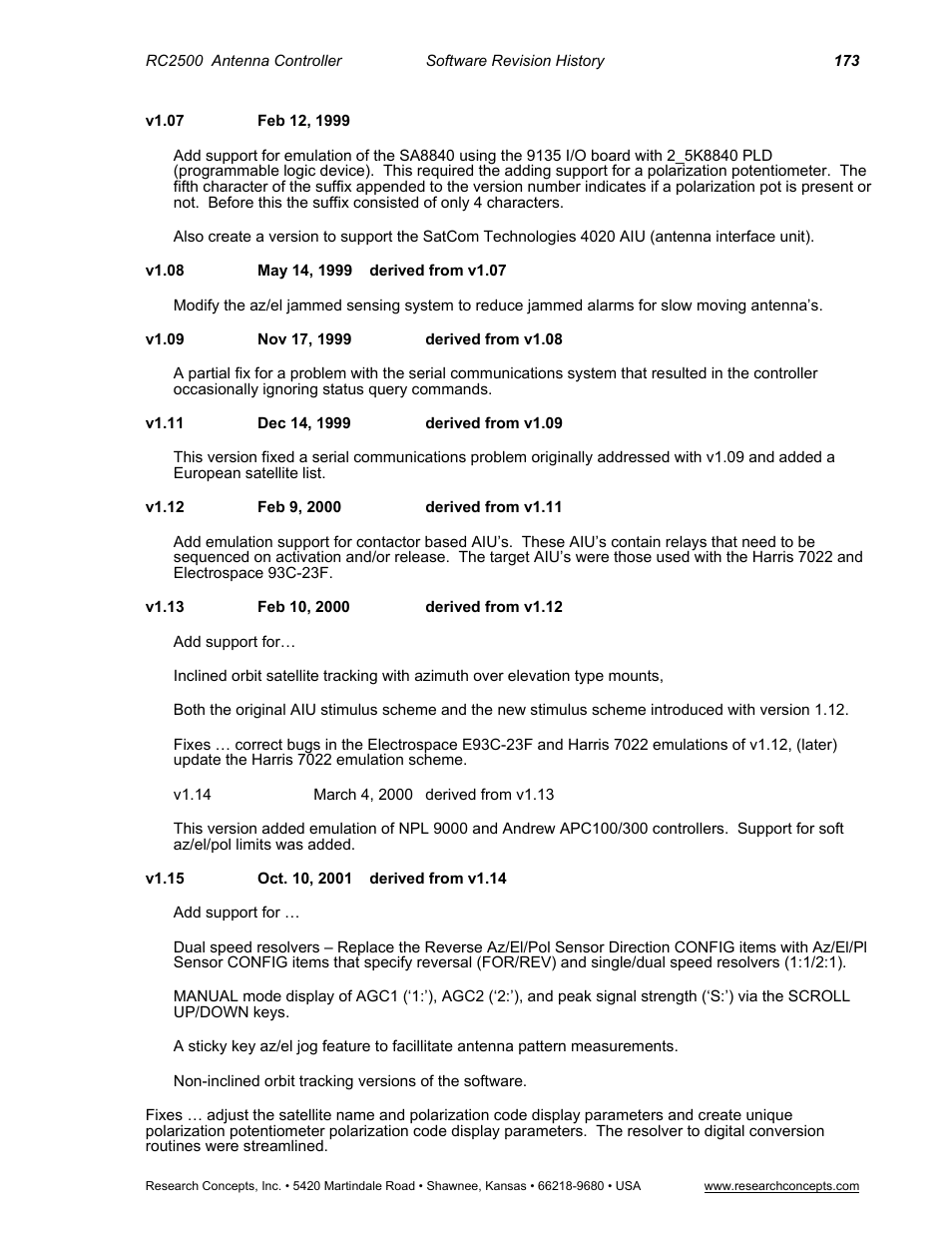 Research Concepts RC2500 User Manual | Page 180 / 181