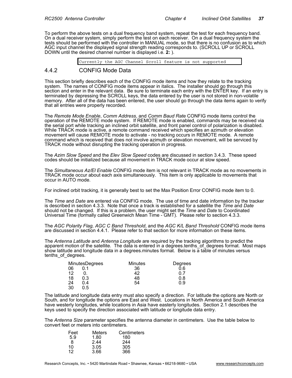2 config mode data, Config mode data | Research Concepts RC2500 User Manual | Page 44 / 181