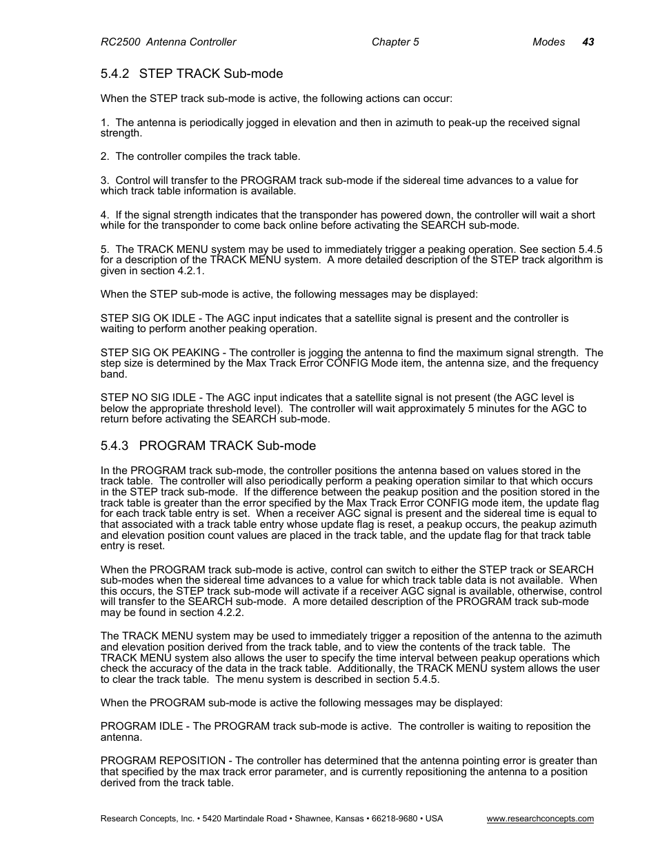 2 step track sub-mode, 3 program track sub-mode, Step track sub-mode | Program track sub-mode | Research Concepts RC2500 User Manual | Page 50 / 181